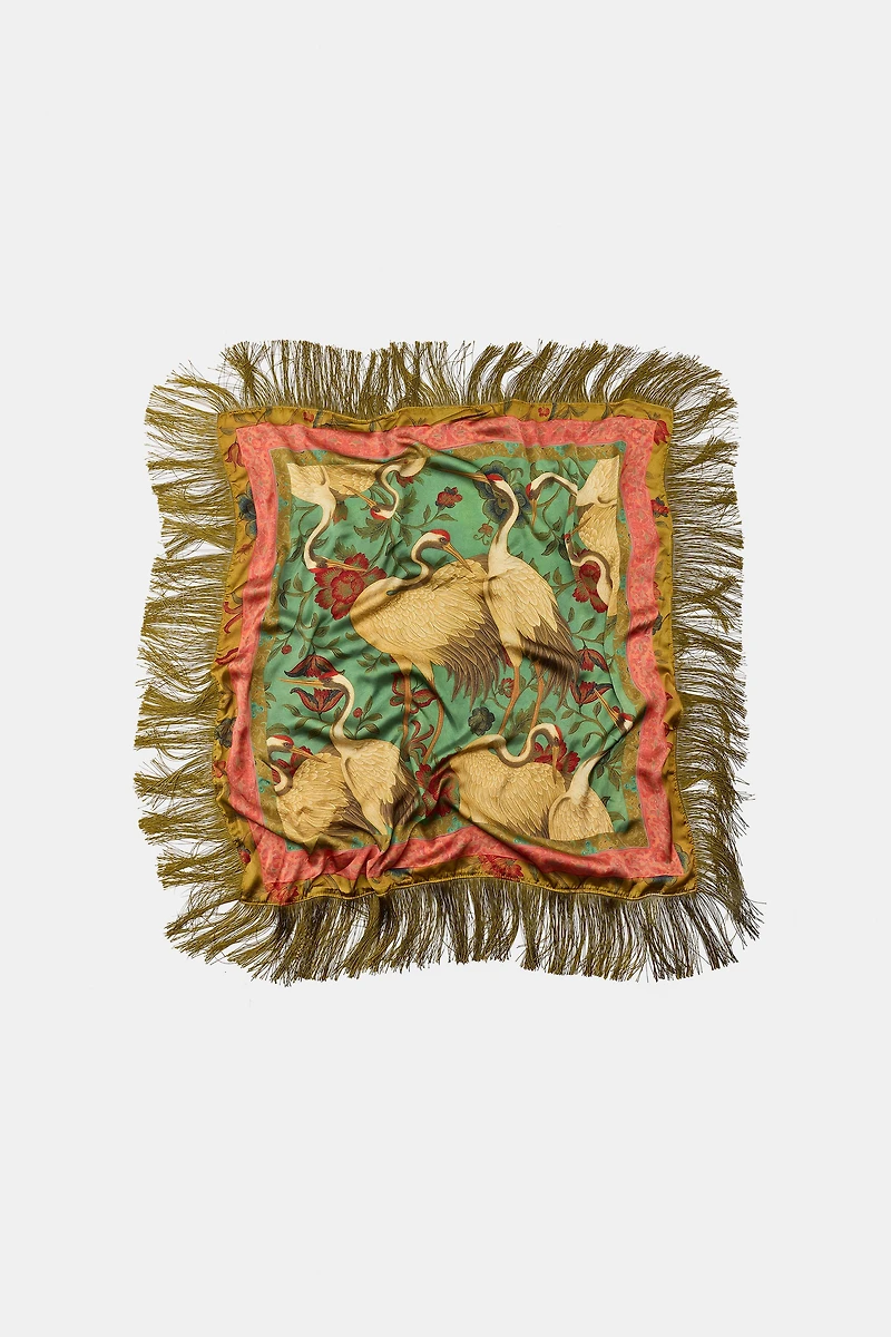 FOULARD EN SATIN À IMPRIMÉ HÉRONS