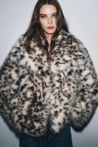ANIMAL PRINT FAUX FUR JACKET ZW COLLECTION