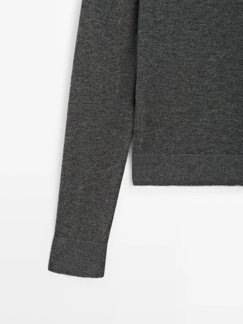 Pull maille col montant avec laine