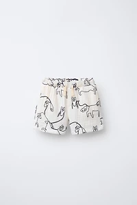 EMBOSSED HORSE PRINT TEXTURED SHORTS