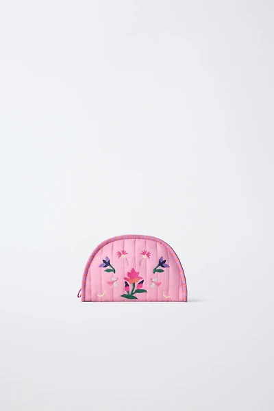EMBROIDERED FLORAL TOILETRY BAG