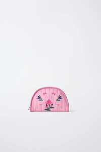 EMBROIDERED FLORAL TOILETRY BAG