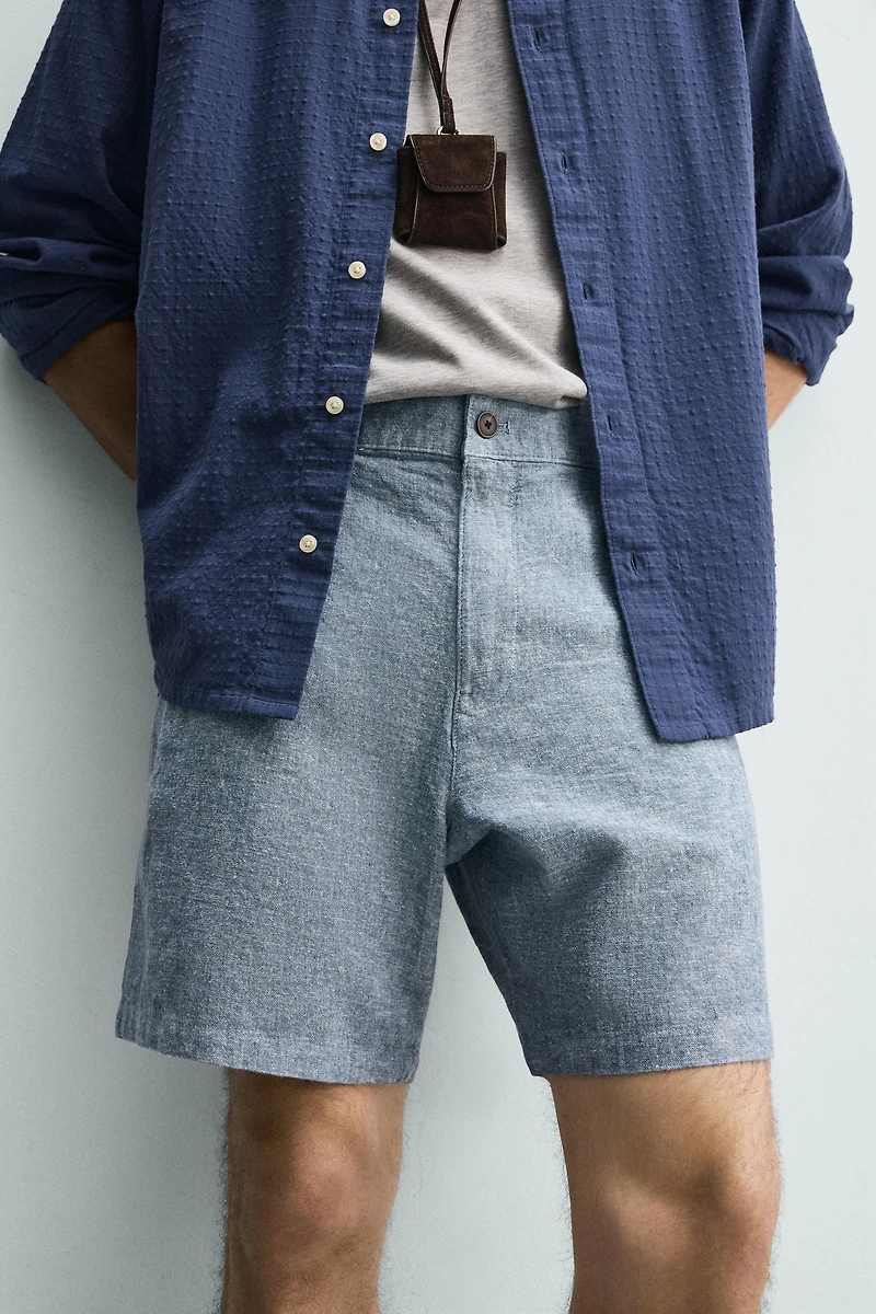 REGULAR FIT TEXTURED SHORTS