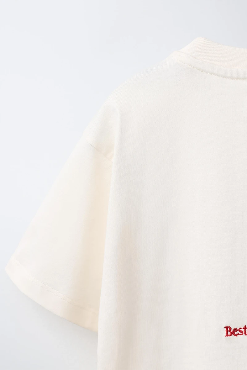 EMBROIDERED AND TEXT T-SHIRT