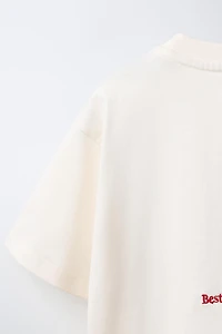 EMBROIDERED AND TEXT T-SHIRT