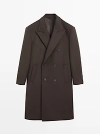 Long double-breasted wool blend coat - LIMITED