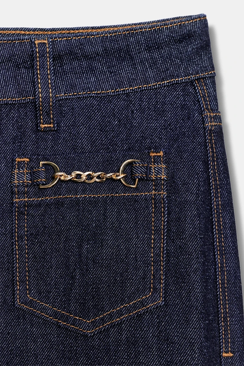 Z1975 WIDE LEG MID-RISE CHAIN JEANS