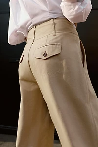 ADJUSTABLE HEM WIDE LEG PANTS