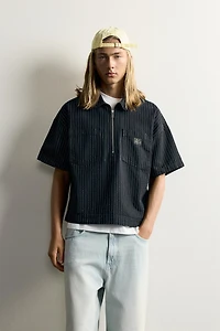 PINSTRIPE BOXY FIT DENIM SHIRT
