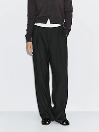 Mid-rise wide-leg pinstripe trousers