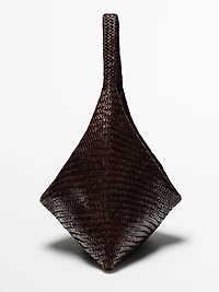Grand sac cabas tressé en cuir nappa
