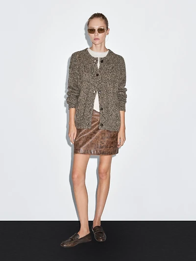 100% cashmere mouliné knit cardigan