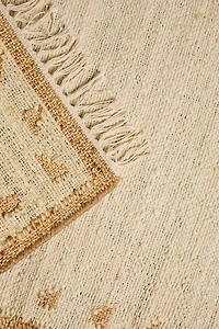 JUTE AND COTTON AREA RUG WITH FRINGING