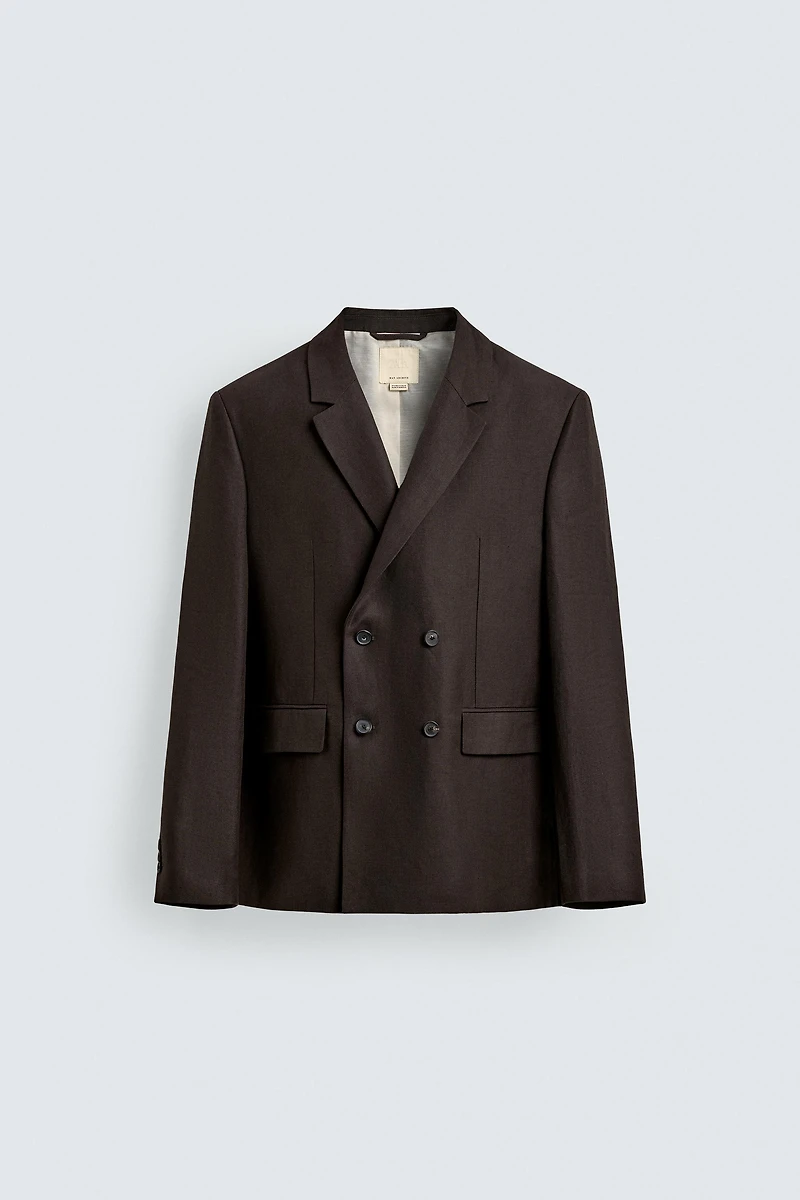 VESTE DE COSTUME À BOUTONNAGE CROISÉ 100 % LIN