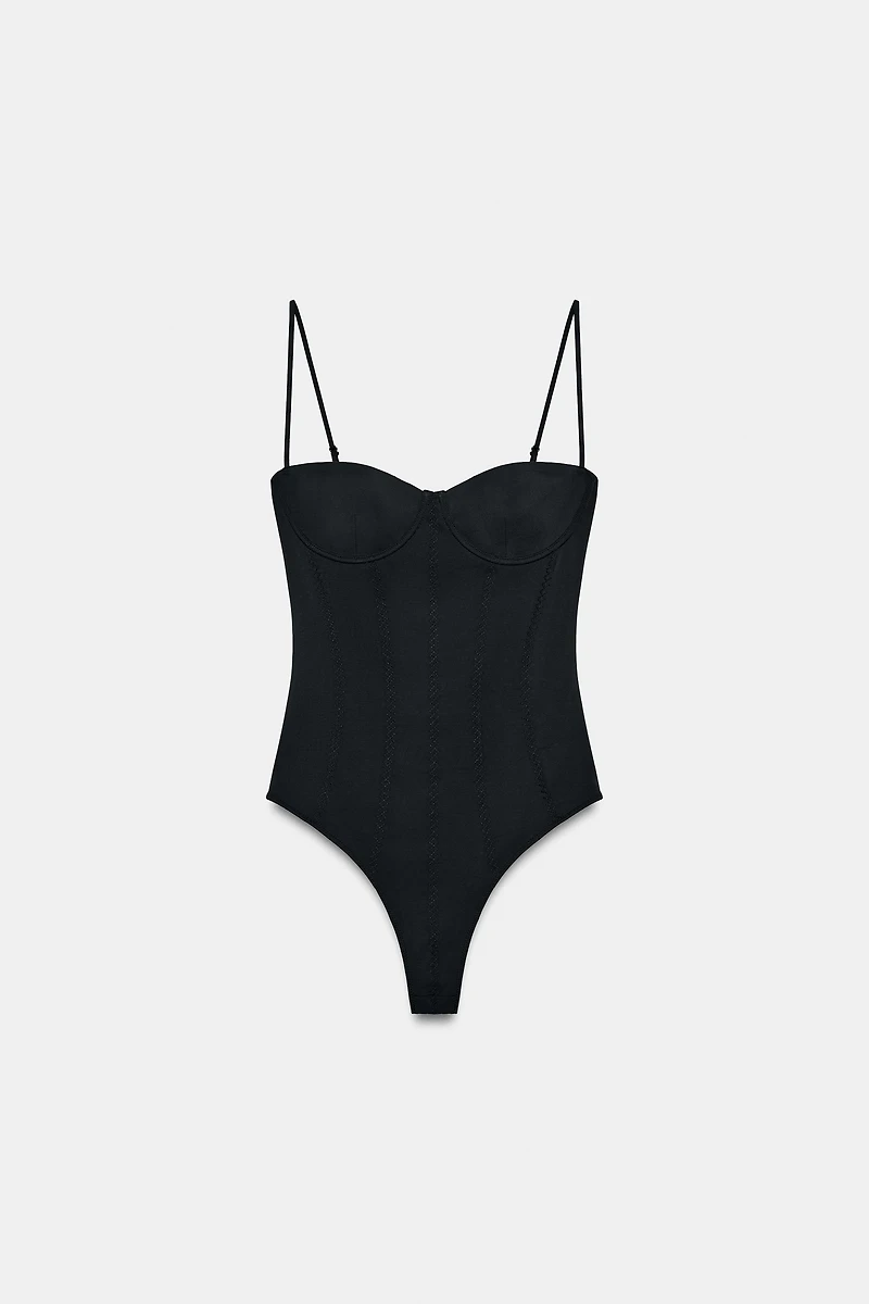 POLYAMIDE BLEND LACE BODYSUIT