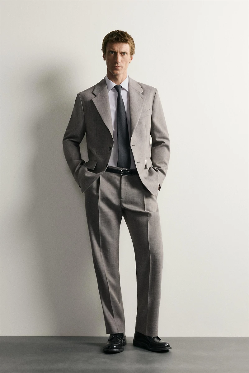 WOOL-BLEND REGULAR FIT TROUSERS