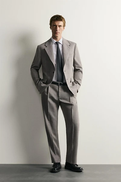 WOOL-BLEND REGULAR FIT TROUSERS