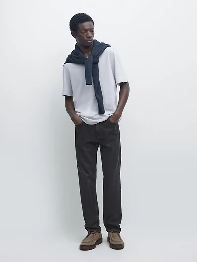 Short sleeve linen and cotton T-shirt