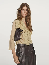 Flowing blouse with ruffled neckline - STUDIO