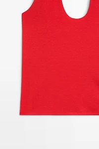 Top à encolure américaine en coton et modal