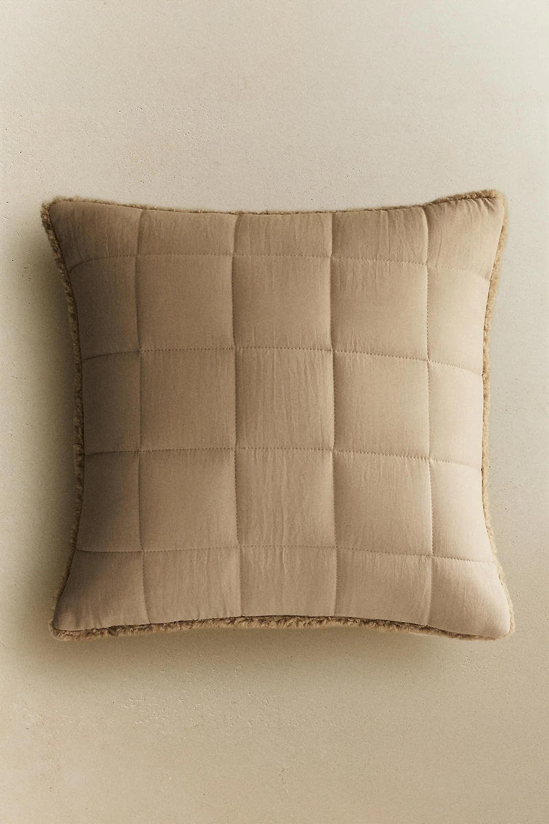 REVERSIBLE FAUX SHEARLING PILLOW SHAM FOR QUILT