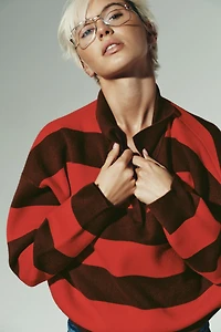 PULL POLO EN MAILLE À RAYURES