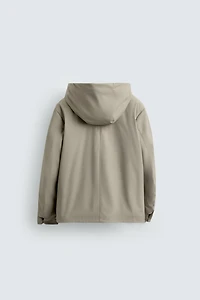 RUBBERIZED EFFECT PARKA WITH HOODIE