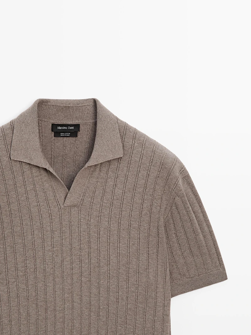 Cable-knit polo sweater
