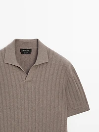 Cable-knit polo sweater