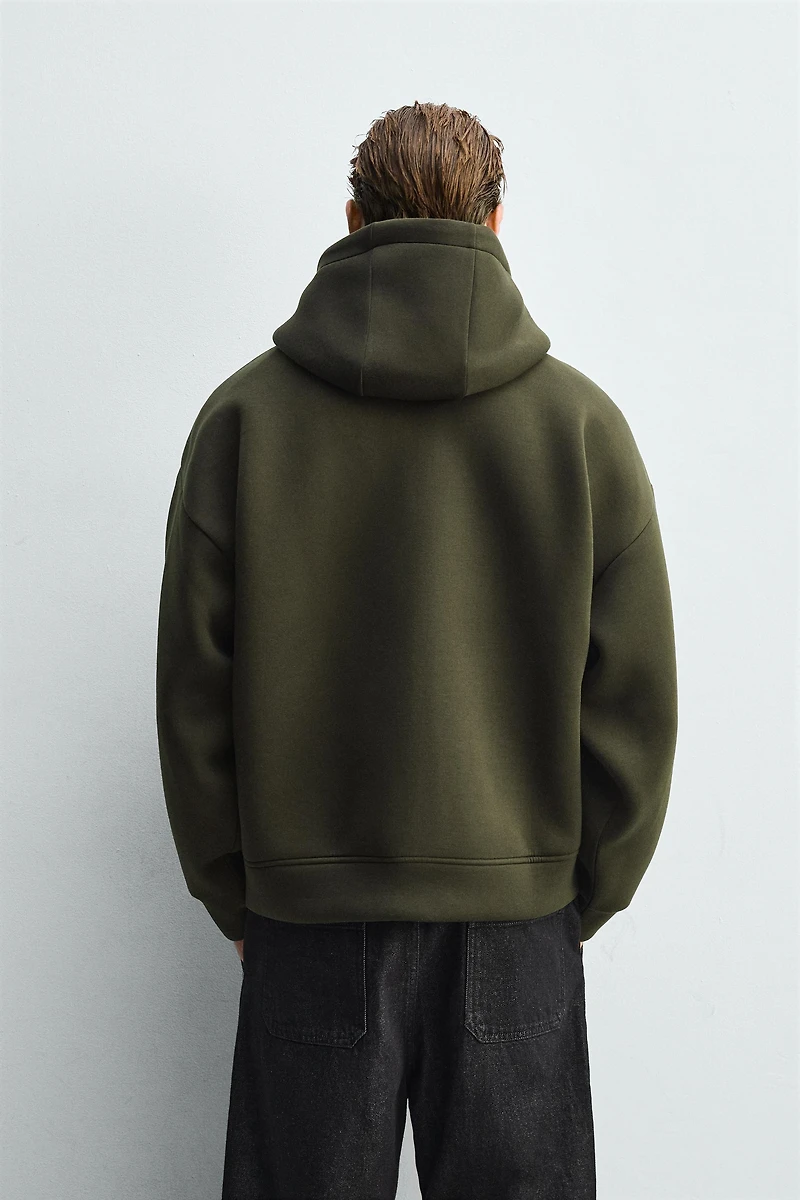 NEOPRENE EFFECT HOODIE SWEATSHIRT