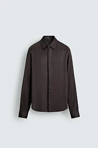 CONTRAST PIPING SATIN EFFECT SHIRT