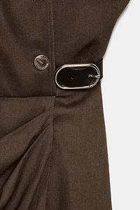 LINEN BLEND MIDI DRESS WITH BELT
