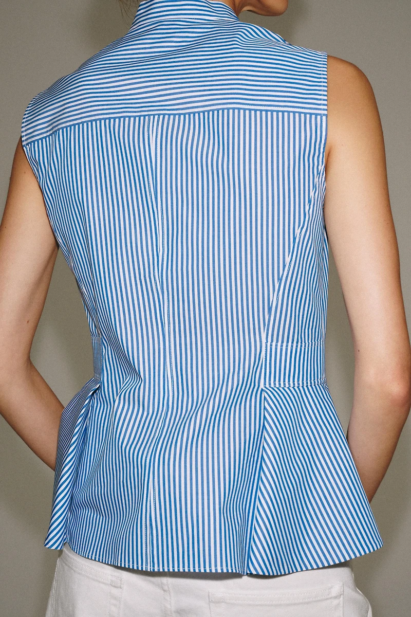 STRIPED PEPLUM SHIRT