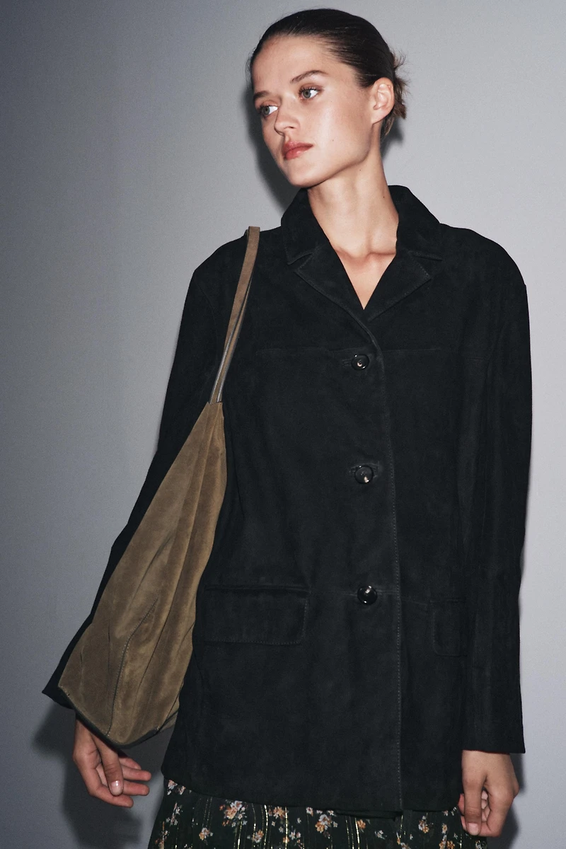 LIMITED EDITION ZW COLLECTION 100% SUEDE OVERSIZE BLAZER