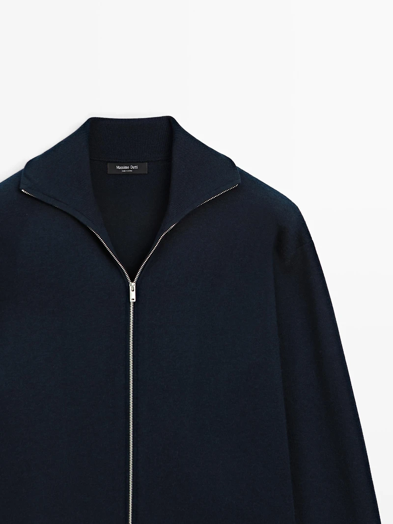 Cardigan fermeture Éclair en coton et laine