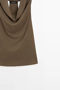 Top fluide en coton à encolure américaine
