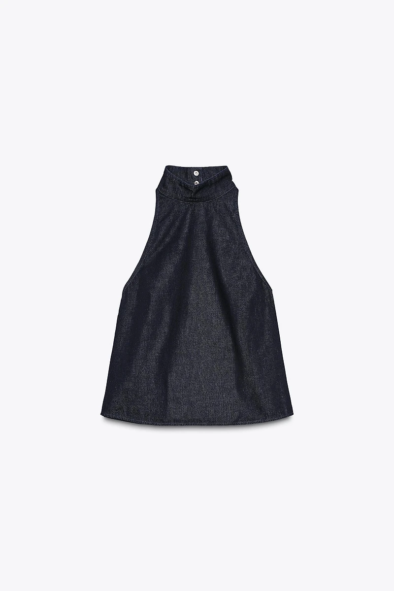 DENIM HALTER TOP TRF
