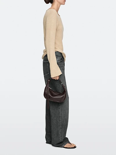 Nappa leather bag with metal buckle