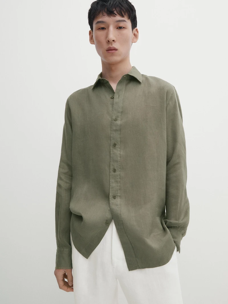 Regular fit 100% linen shirt