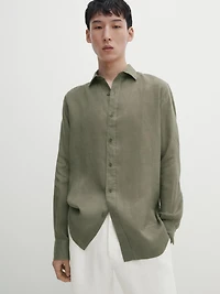 Regular fit 100% linen shirt