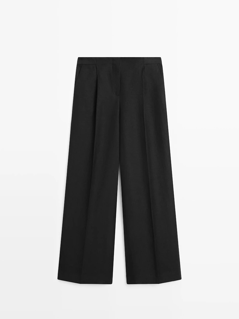 Flowing linen suit trousers