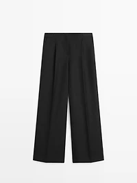 Flowing linen suit trousers
