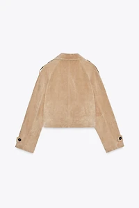 100% LEATHER SHORT TRENCH COAT