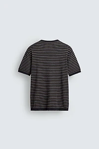 STRIPED LINEN-COTTON KNIT T-SHIRT