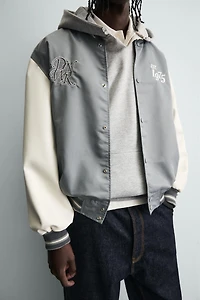 CONTRAST EMBROIDERY BOMBER JACKET