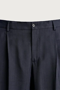 100% WOOL PINSTRIPE REGULAR FIT SUIT PANTS