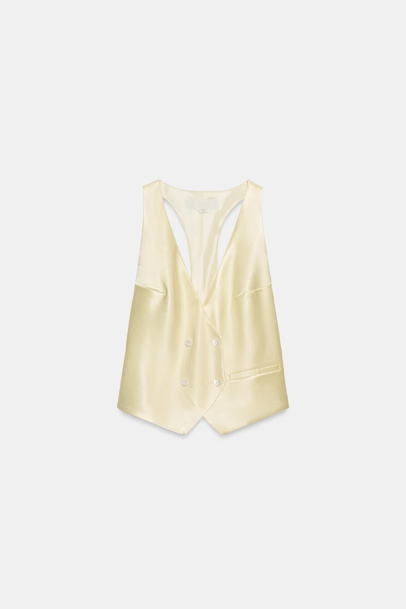 DOUBLE-BREASTED SATIN VEST