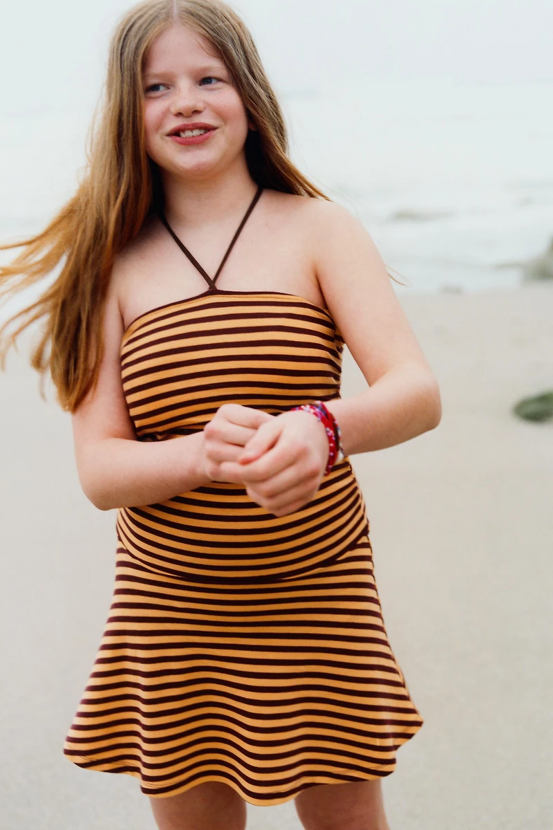 STRIPED HALTER DRESS