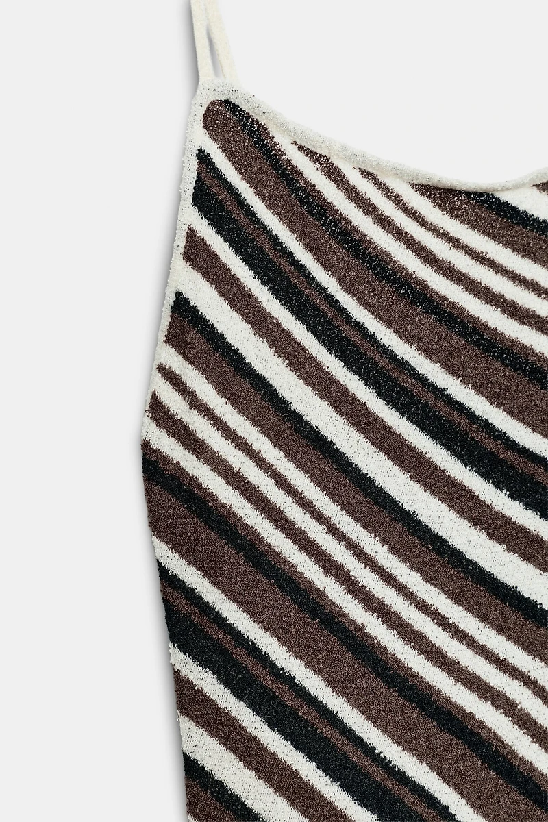 ROBE MIDI RUSTIQUE À RAYURES