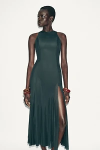LONG TULLE GODET DRESS